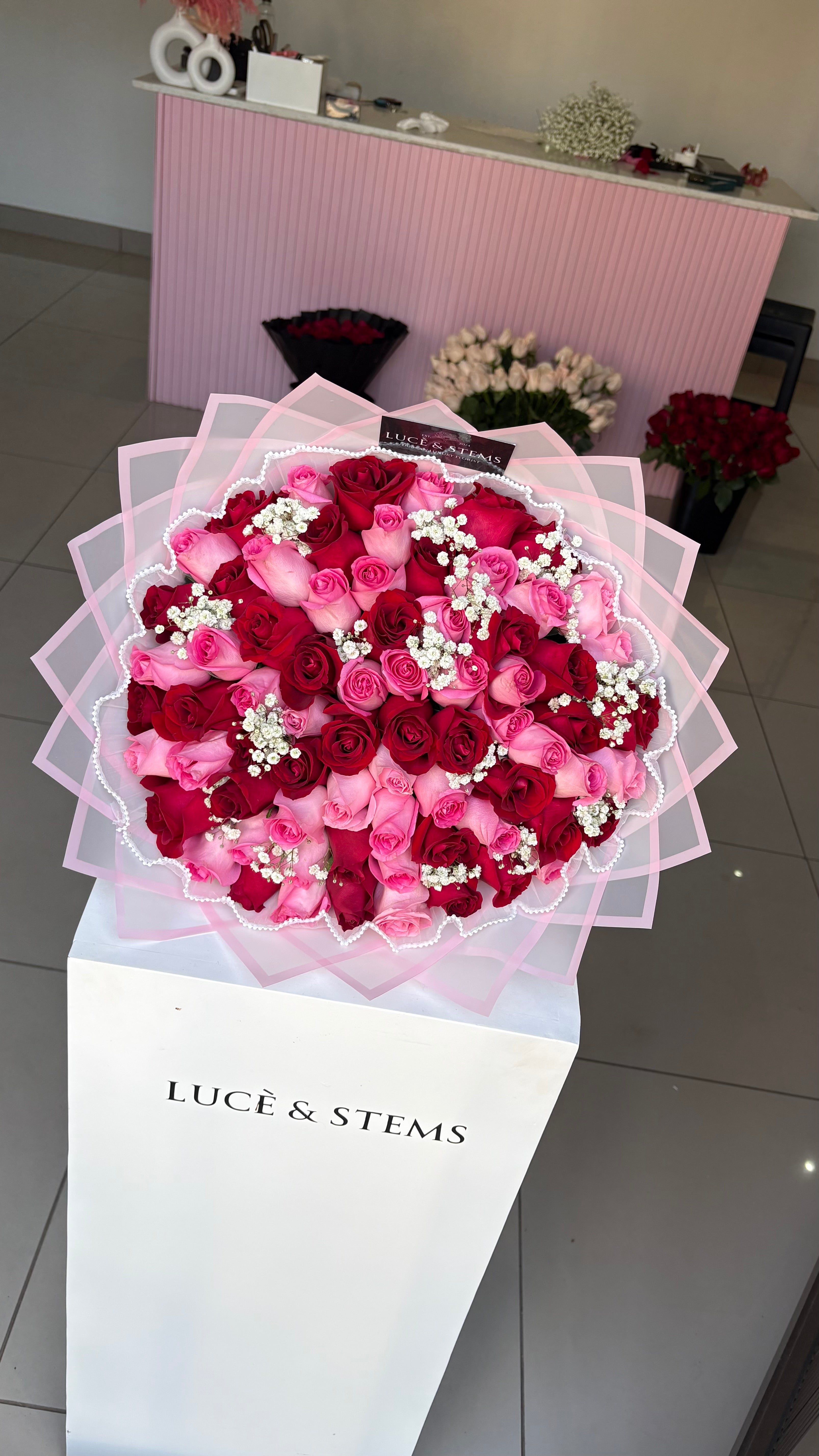 Red + Pink Mixed Rose Bouquets