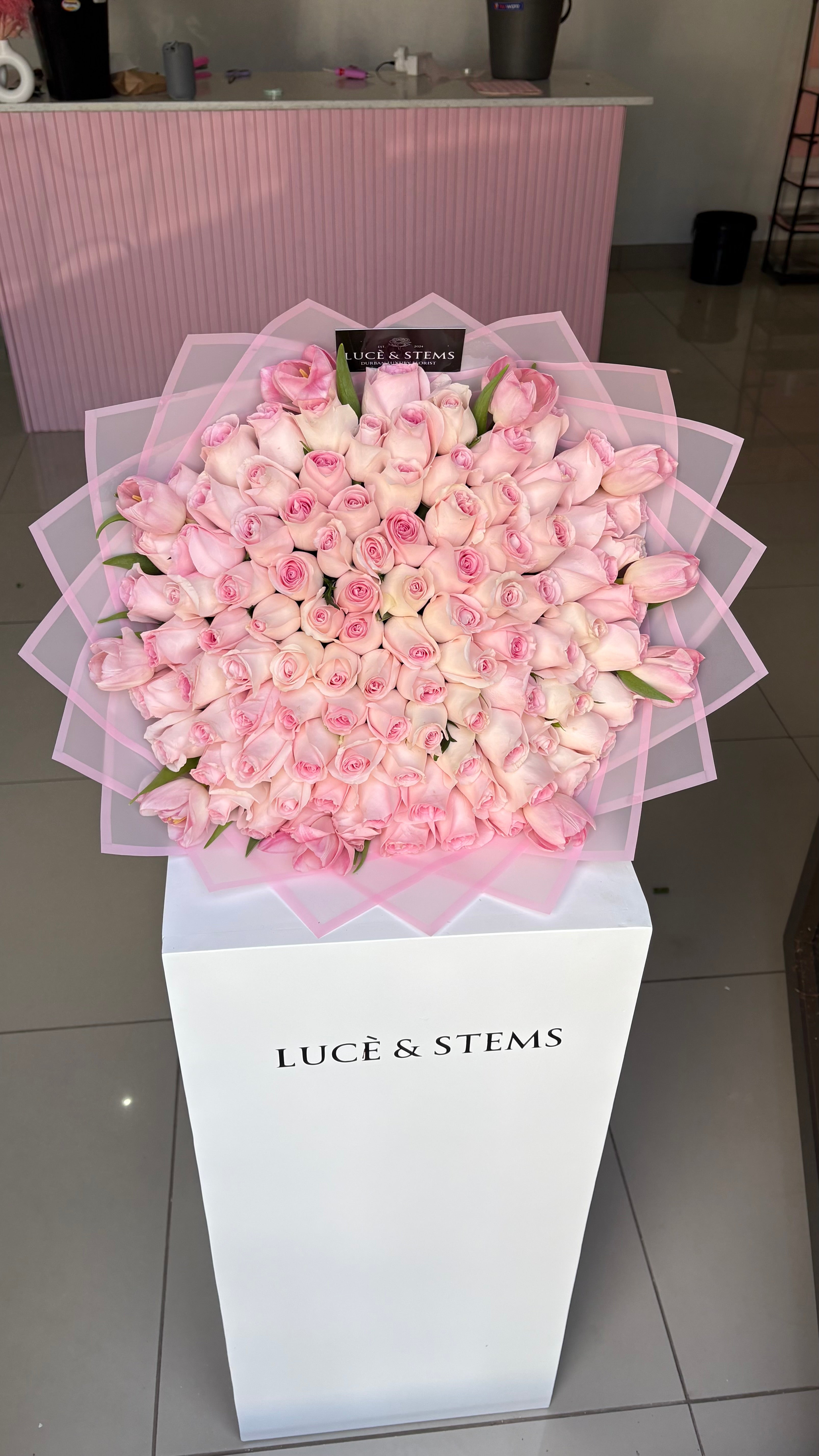 Pink Roses With Tulips