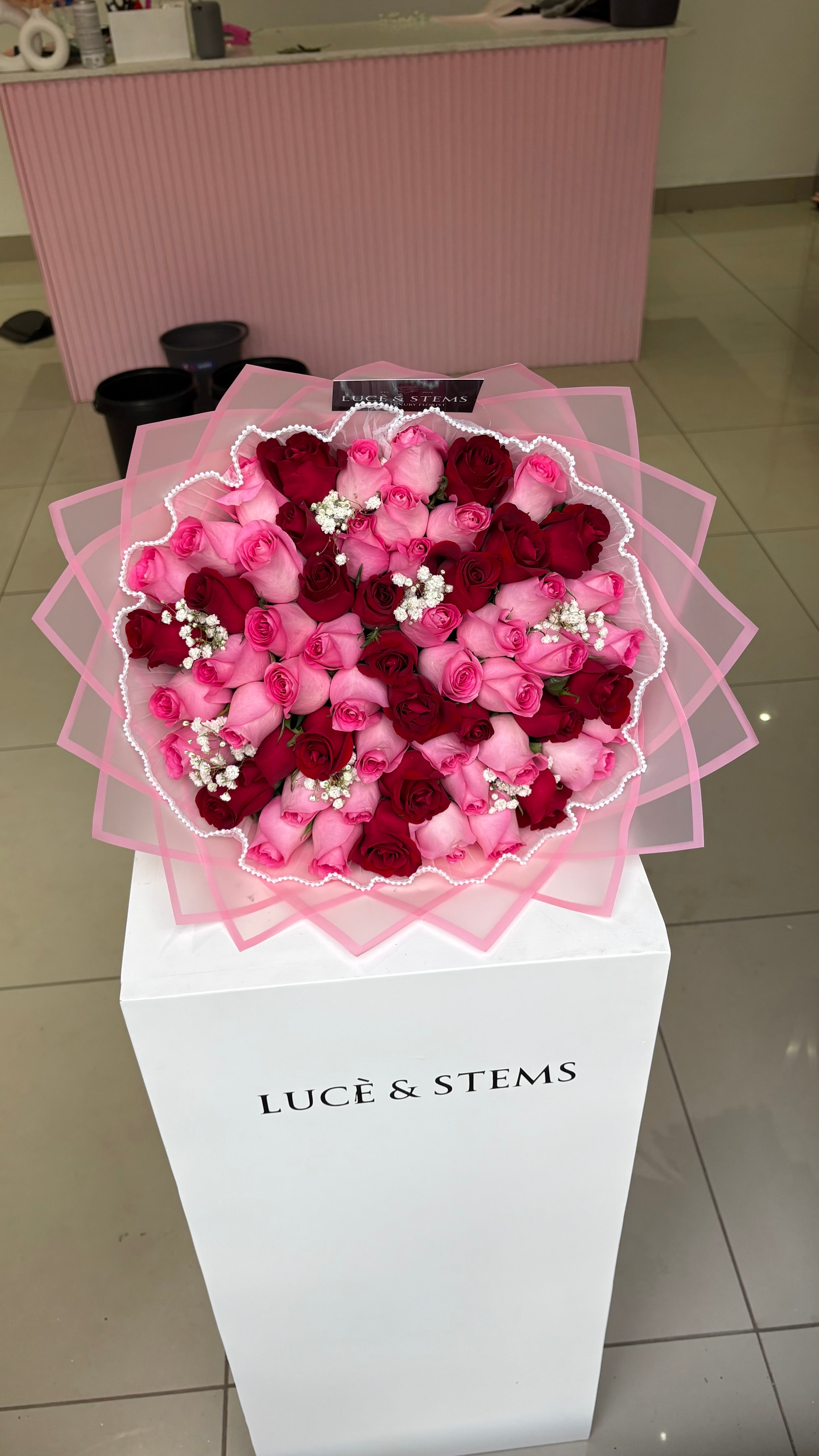 Red + Pink Mixed Rose Bouquets