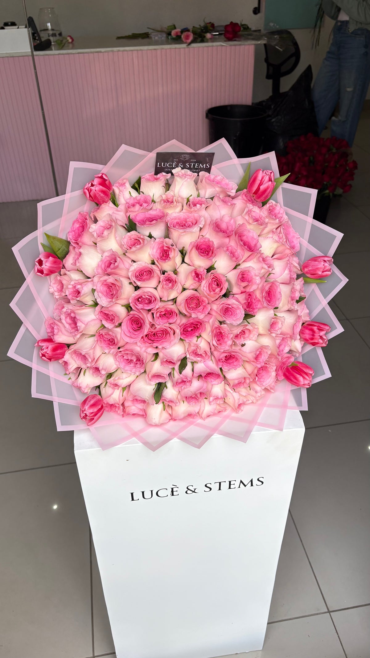 Pink Roses With Tulips
