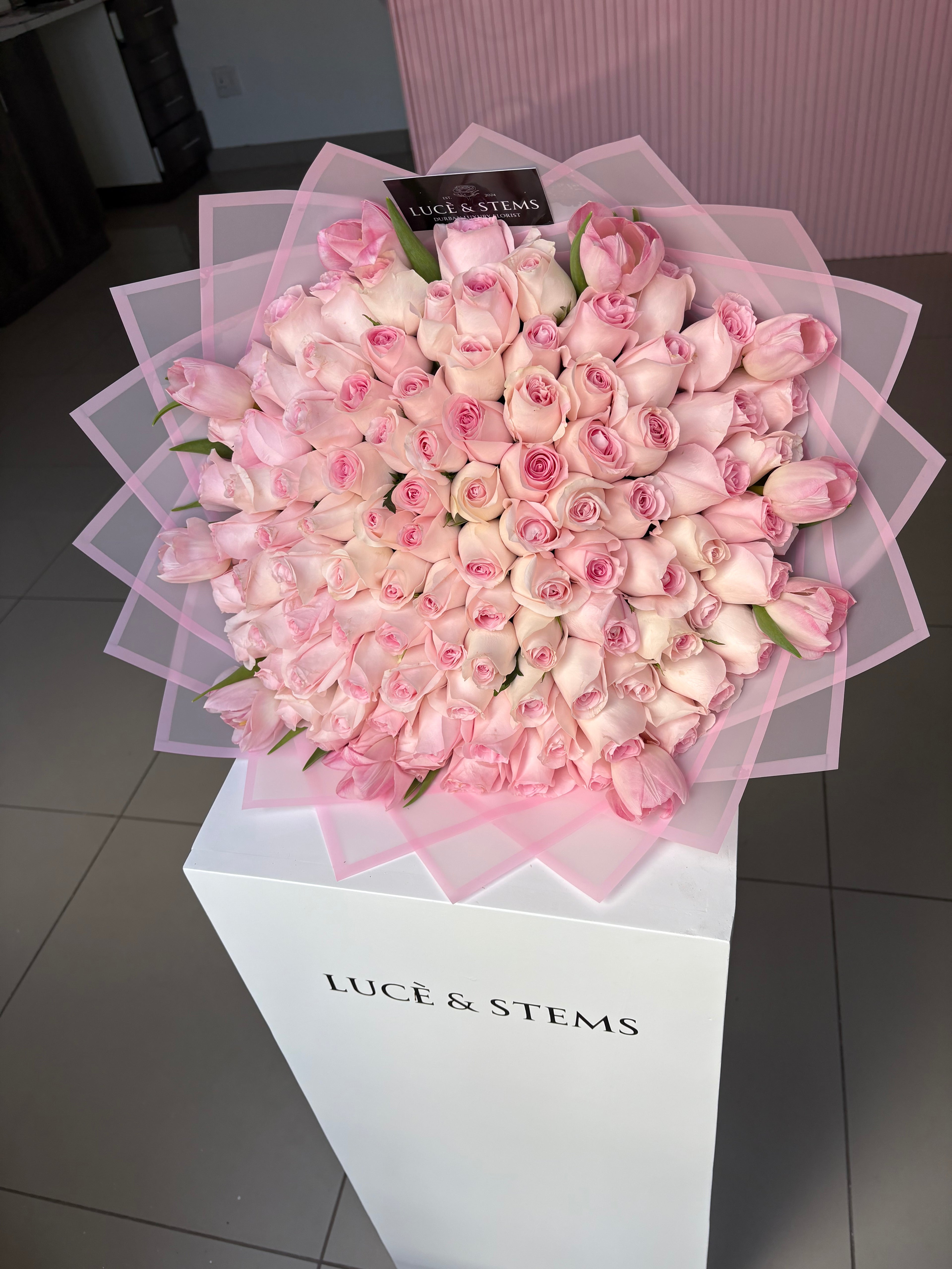 Pink Roses With Tulips