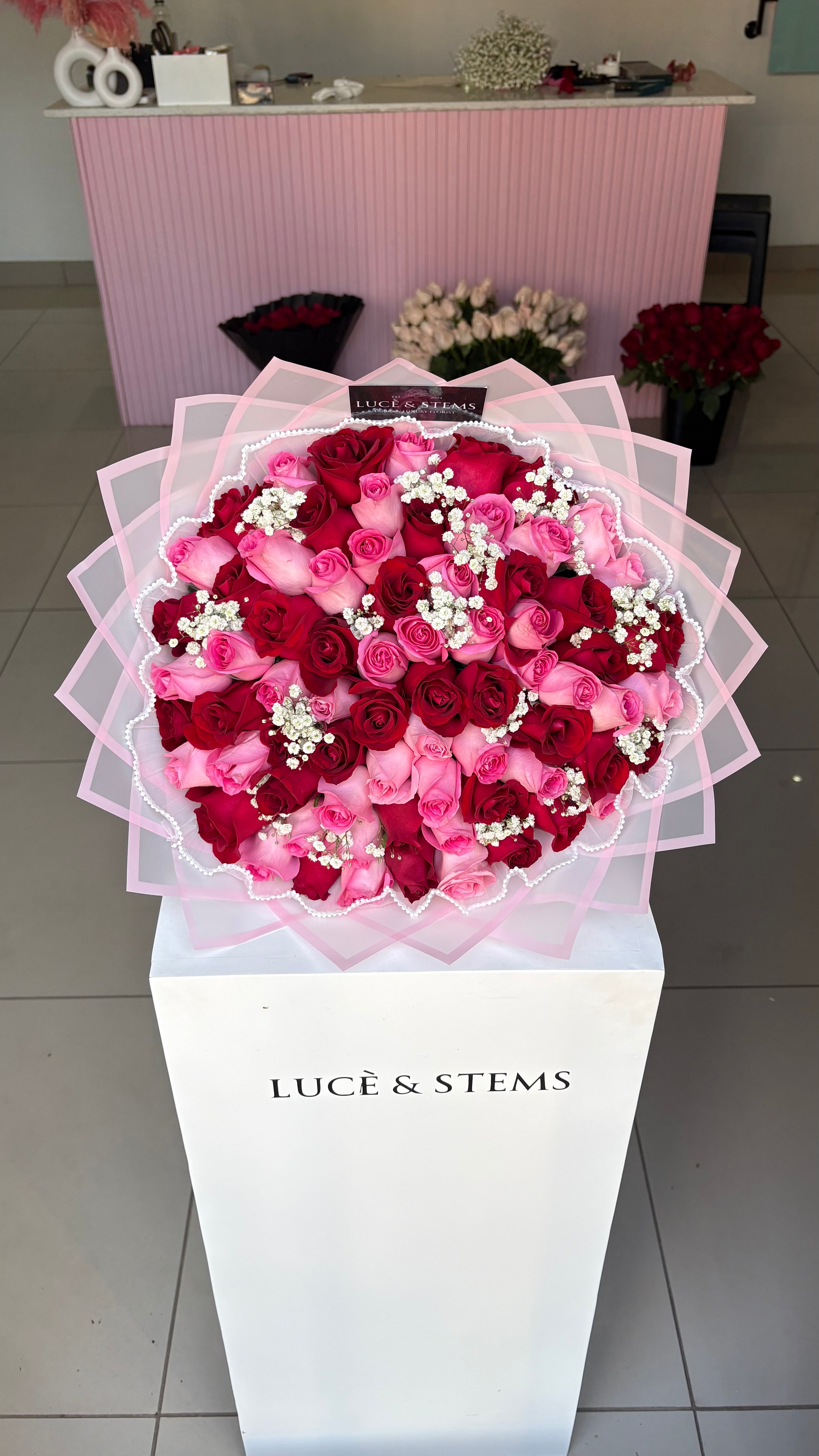 Red + Pink Mixed Rose Bouquets