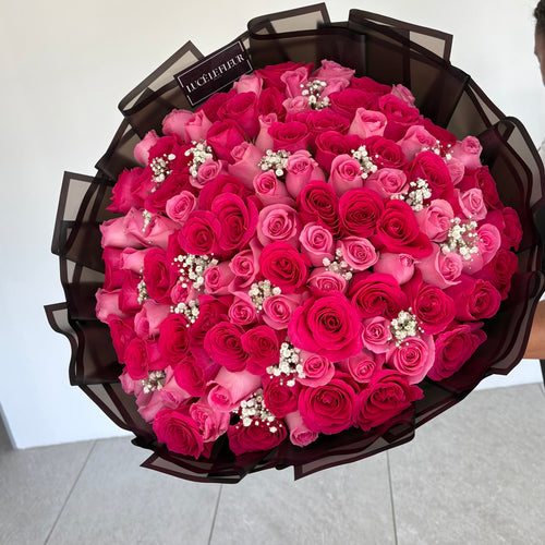 Dark Pink +Light Pink Mixed Rose Bouquets
