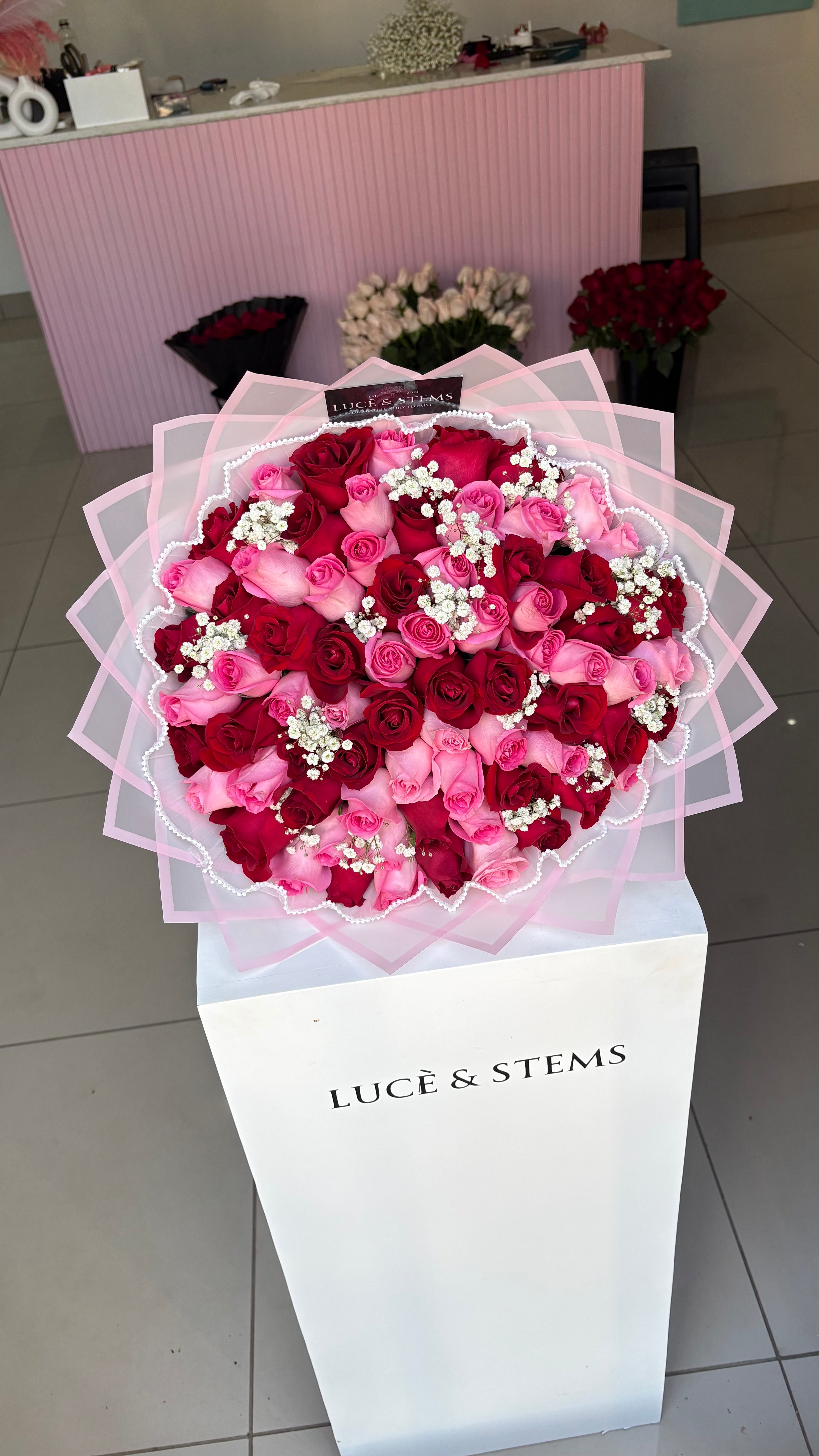 Red + Pink Mixed Rose Bouquets